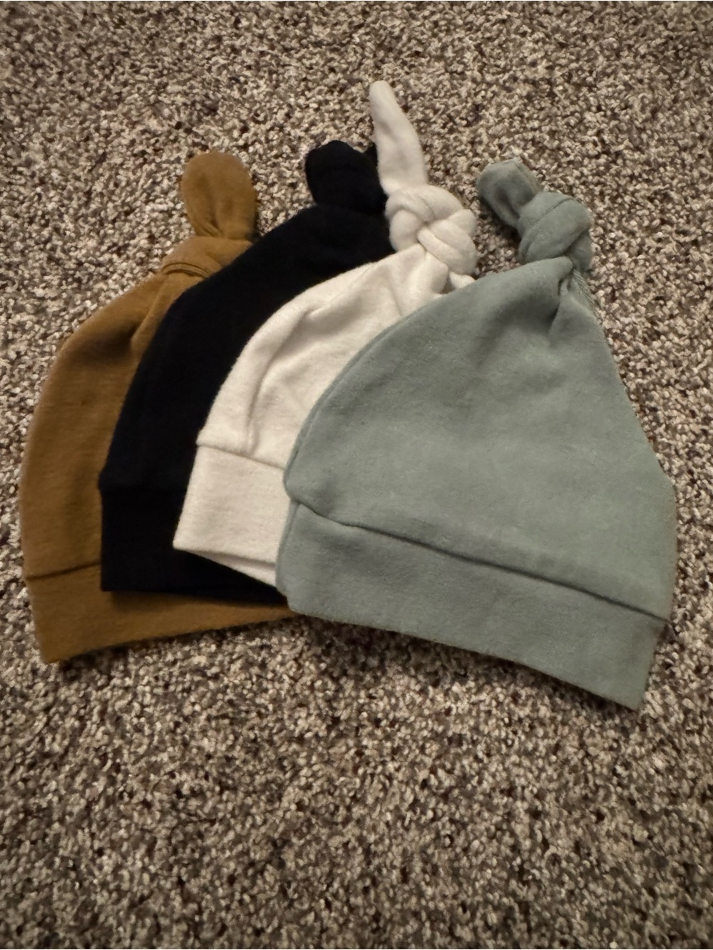 Cozy Knot Baby Beanie Set - Sage, Cream, Black, Brown